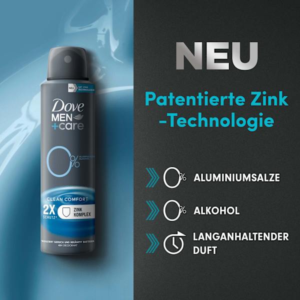 Deospray Clean Comfort mit Zink-Komplex Dove MEN+CARE
