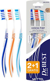 Zahnbürste Clean Hoch-Tief mittel (2+1 Gratis) Dr. BEST
