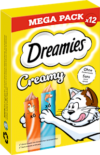 Katzenleckerli Creamy mit Huhn & Lachs (12 Stück) Dreamies