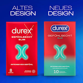 Kondome Gefühlsecht Slim fit, Breite 52,5 mm Durex