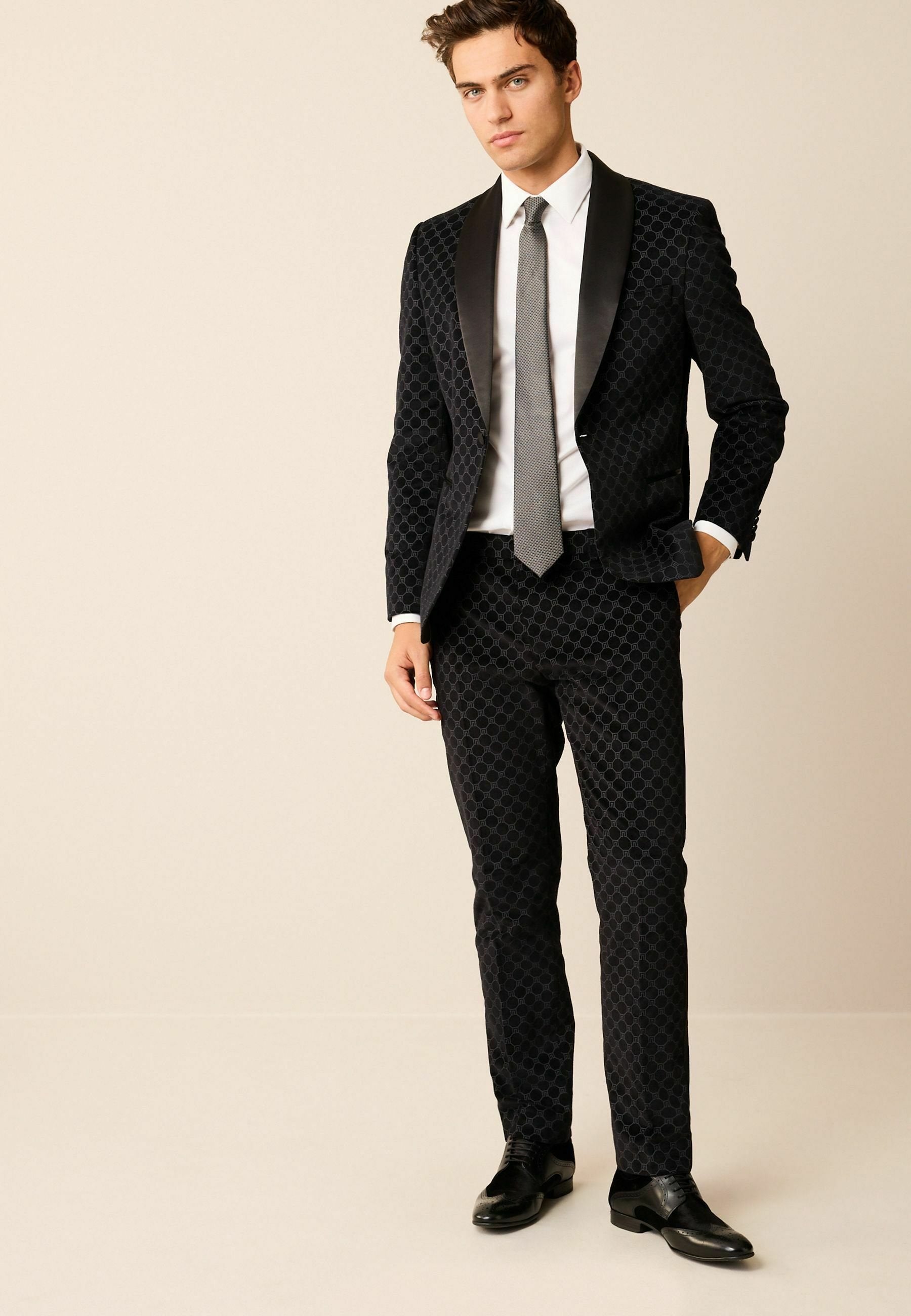 Next JACQUARD TUXEDO TROUSERS REGULAR FIT