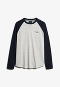 Superdry & Co ESSENTIAL LOGO - Long sleeved top - grey fleck marl eclipse navy