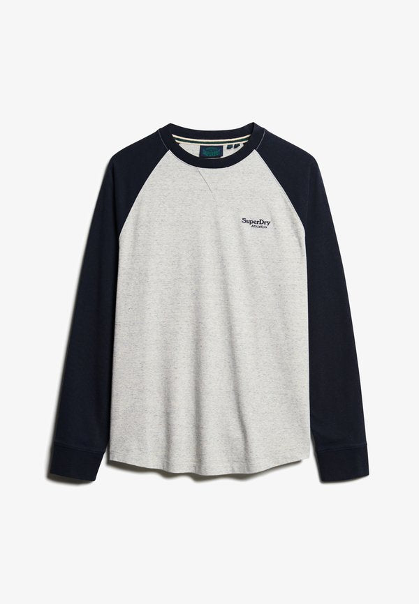 Superdry & Co ESSENTIAL LOGO - Long sleeved top - grey fleck marl eclipse navy