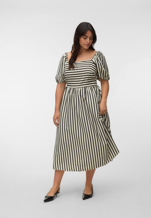 Vero Moda Curve VMCRIN SQUARE NECK DRESS - Day dress - birch/black