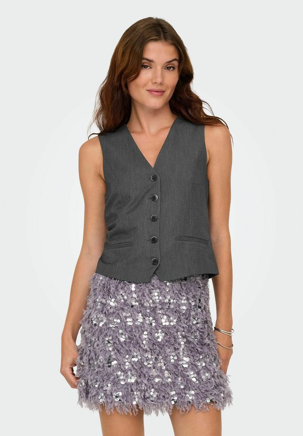 ONLY GILET - Waistcoat - dark grey melange