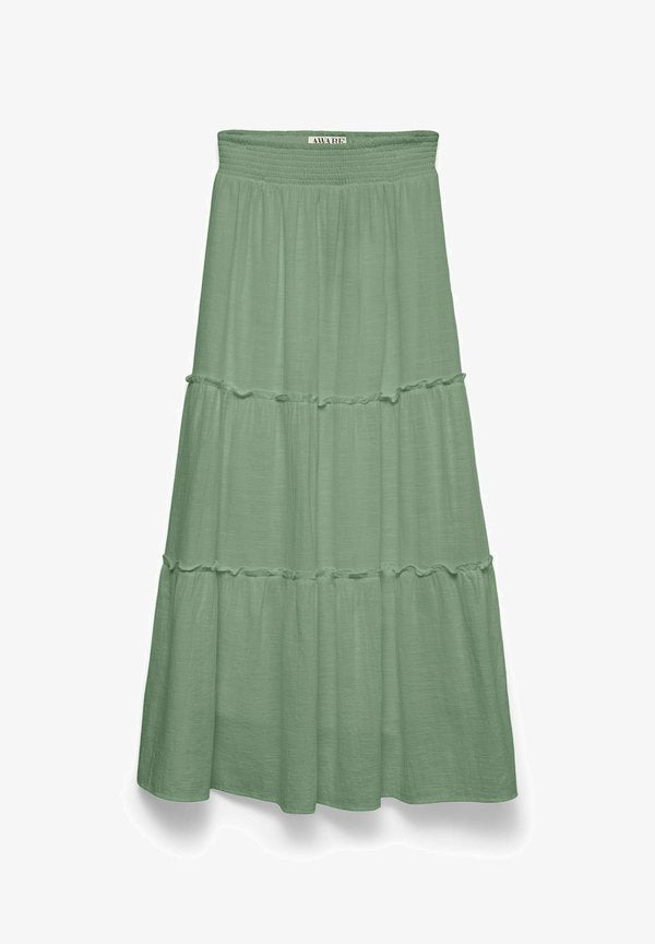 Vero Moda AWKEELEY High waist Long - Maxi skirt - basil