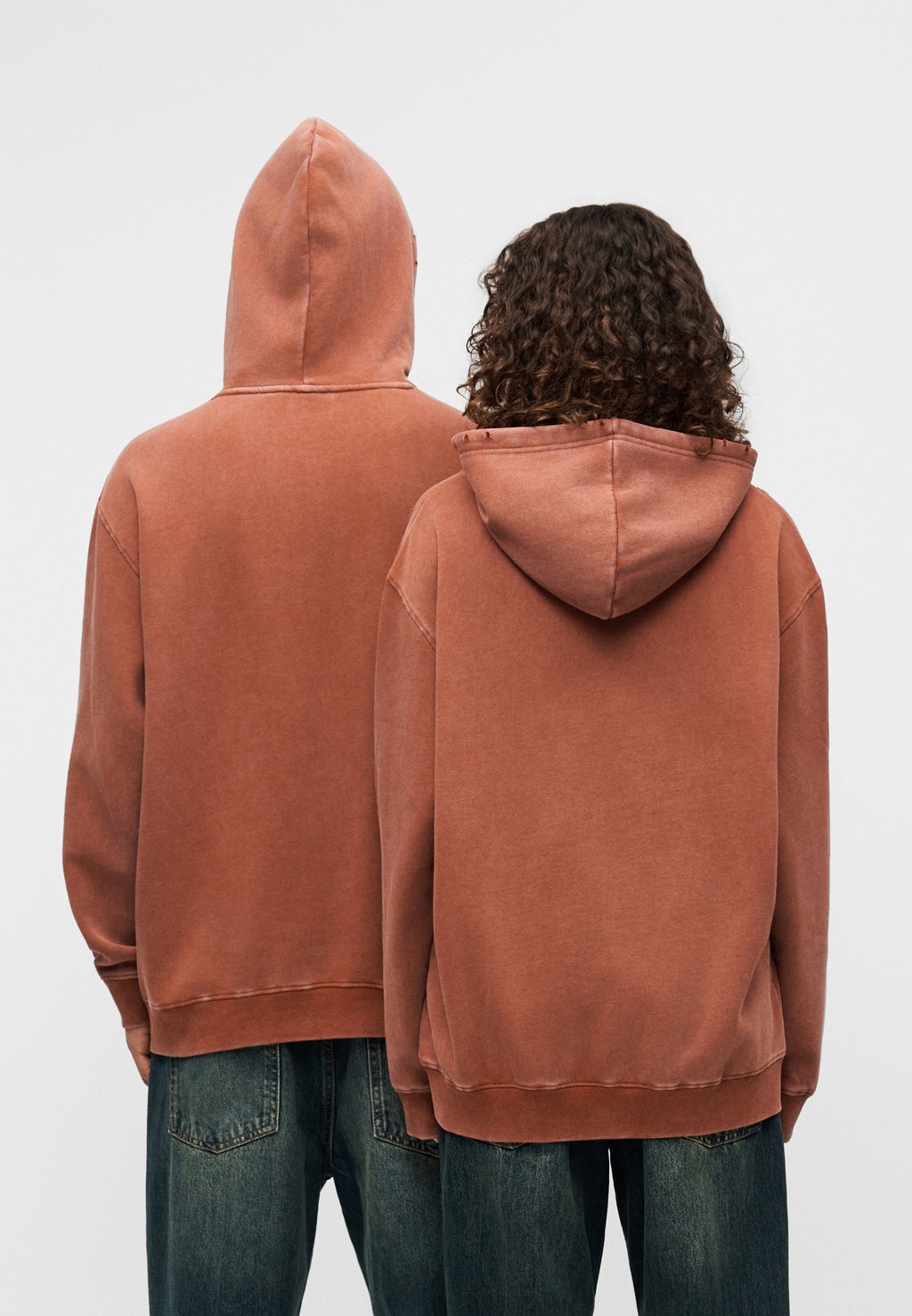 YOURTURN UNISEX RELAXED FIT DESTROYED WASHED HOODIE