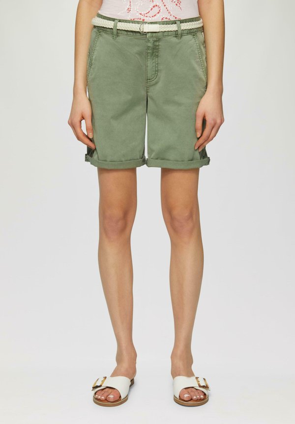 s.Oliver MIT GÜRTEL UND GARMENT DYE - Shorts - olivgrün