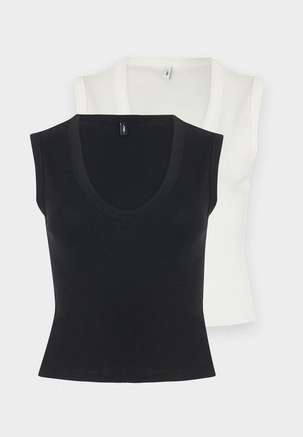 ONLY ONLMILA 2-pack - Top - black/cloud dancer