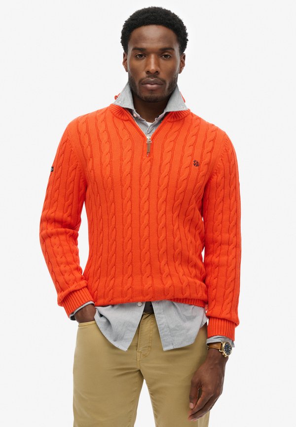 Superdry & Co CLASSIC CABLE HALF-ZIP - Jumper - bold orange
