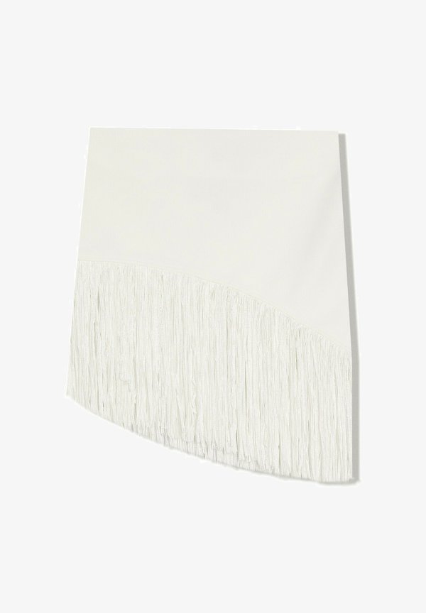 Bershka FRINGED ASYMMETRIC SKIRT - A-line skirt - white
