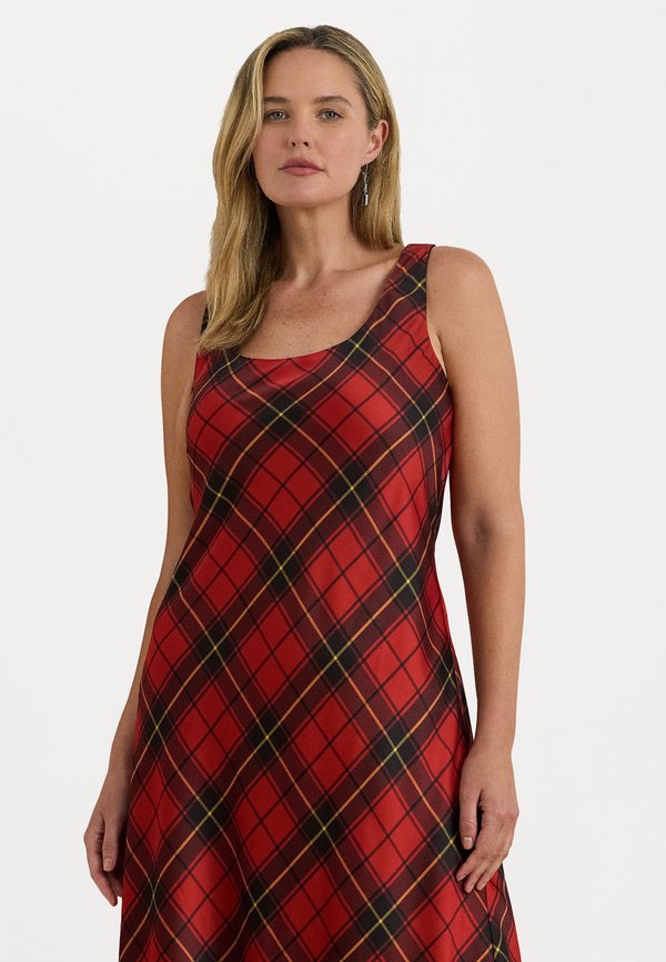 Lauren Ralph Lauren Woman PLAID SATIN SLEEVELESS COCKTAIL DRESS