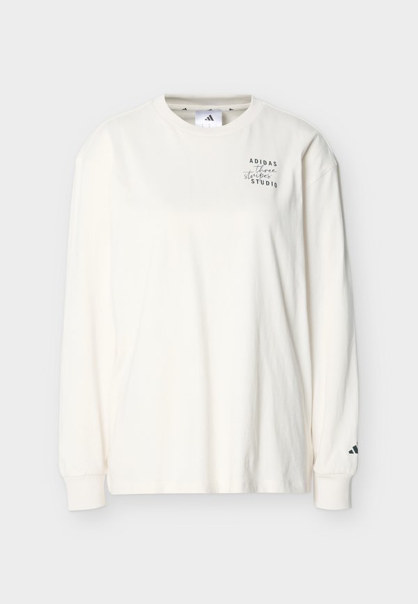 adidas Sportswear 3 STRIPES STUDIO BOYFRIEND LONSGSLEEVE - Long sleeved top - chalk white/aurora ivy