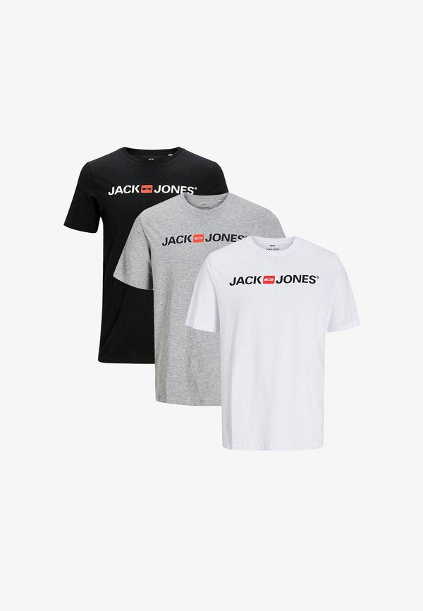 Jack & Jones 3 PACK - Print T-shirt - weiß   grau   schwarz