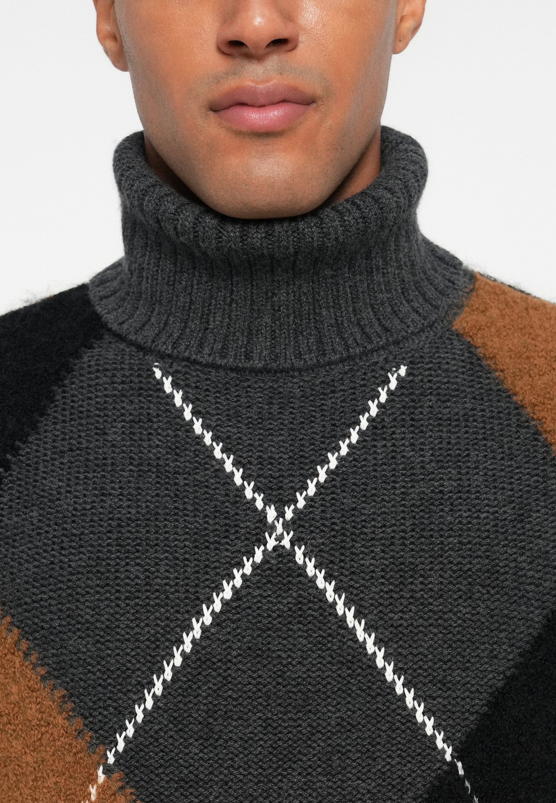 WOOL BLEND ARGYLE ROLL NECK JUMPER Media 6
