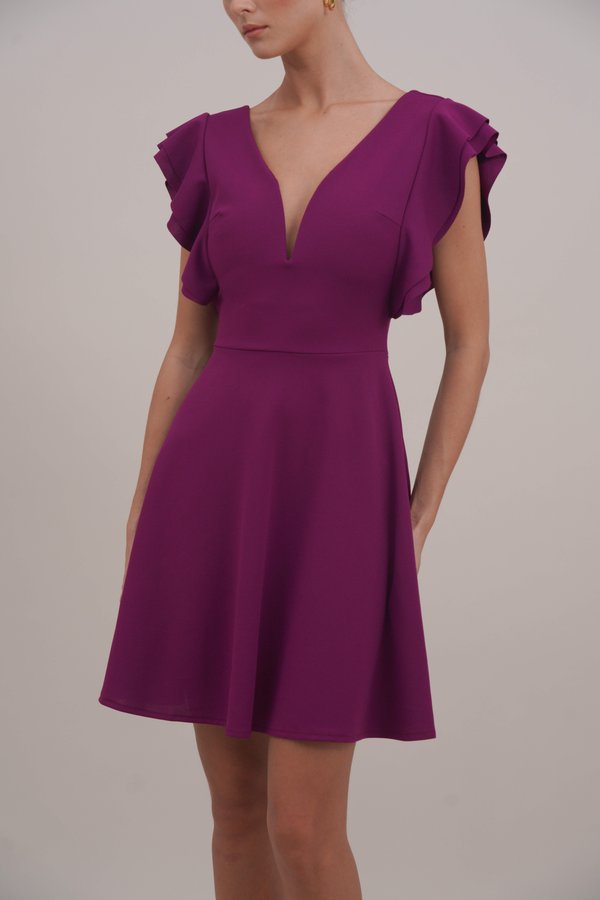 WAL G. FLUTTER SLEEVES DRESS