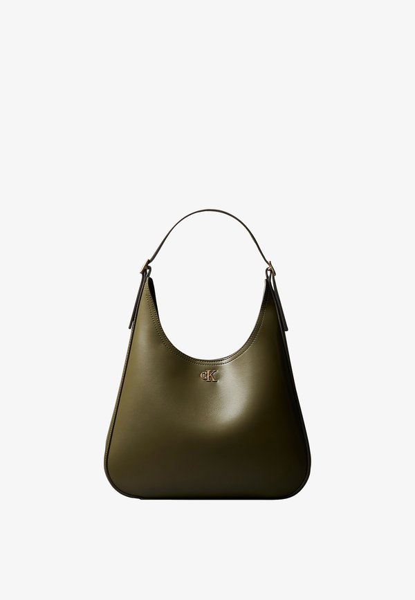 Calvin Klein CK MEDIUM SHOULDER BAG - Handbag - olive night