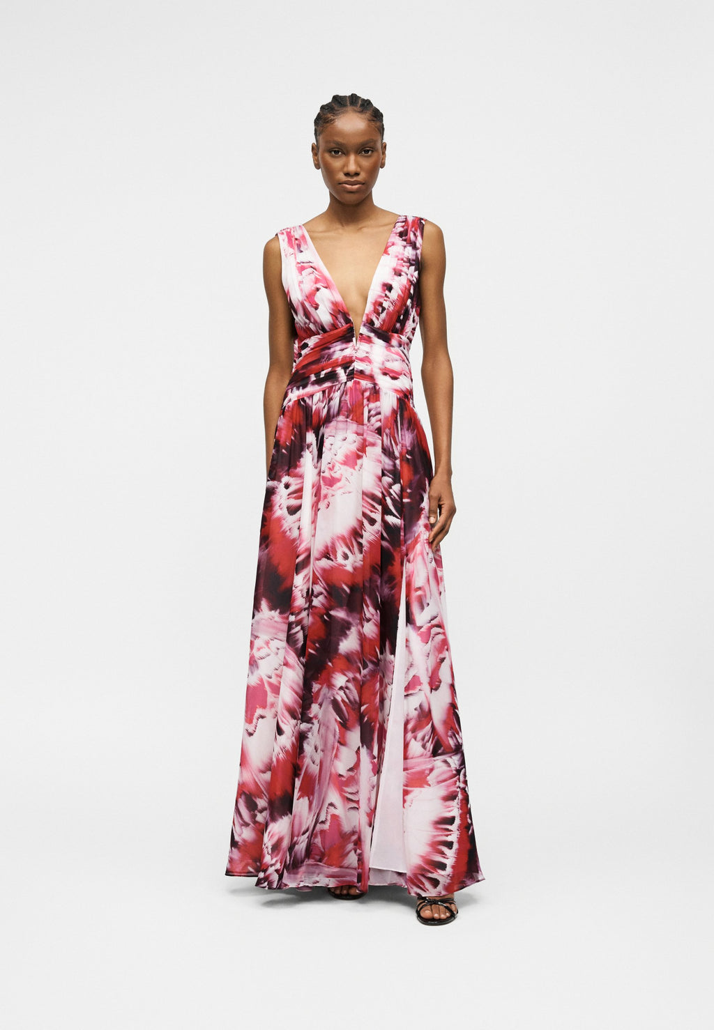 MARCIANO BY GUESS ADELA V NECK LONG DRESS