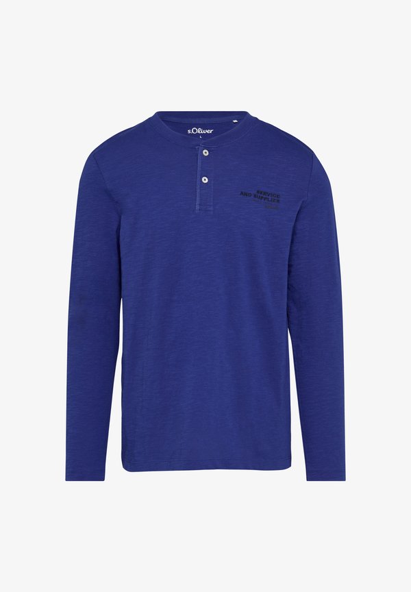 s.Oliver MIT HENLEY AUSSCHNITT - Long sleeved top - ozeanblau