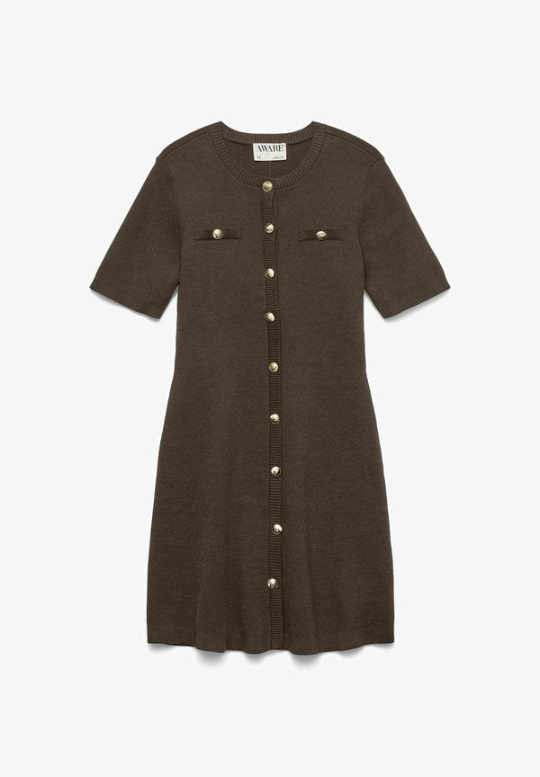 Vero Moda Curve Knitted AWCPICCO Short - Jumper dress - chocolate torte