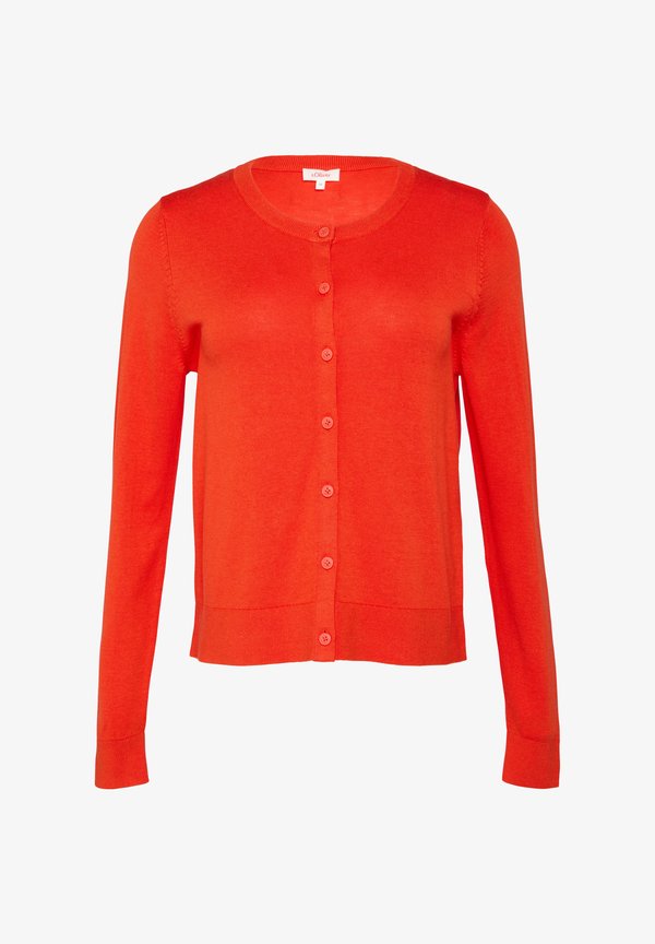 s.Oliver RUNDHALS-MIT KNOPFLEISTE - Cardigan - dunkelorange