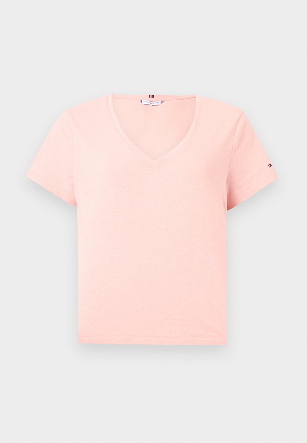 Tommy Hilfiger LINEN BLEND V-NECK T-SHIRT - Basic T-shirt - soft rose