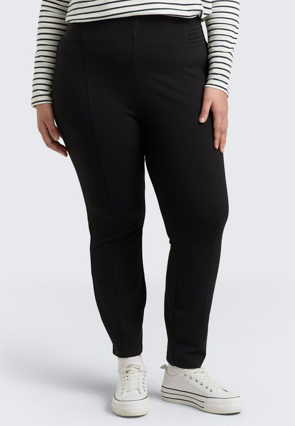 TOM TAILOR PLUS SIZE MIT ELASTISCHEM BUND - Leggings - Trousers - deep black