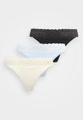 Tommy Hilfiger 3-PACK DITSY LACE TANGA THONG - Thong - breezy blue/ivory/black
