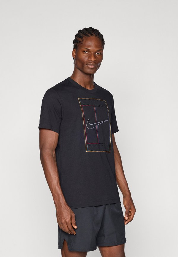Nike Performance COURT TEE HERITAGE - Print T-shirt - black
