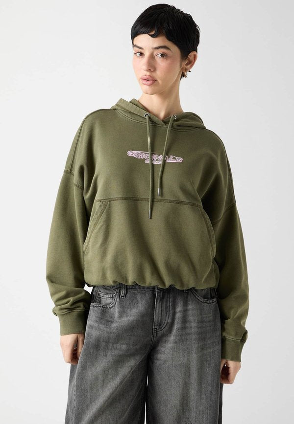 Guess MIT BUBBLE-SAUM - Hoodie - olivgrün