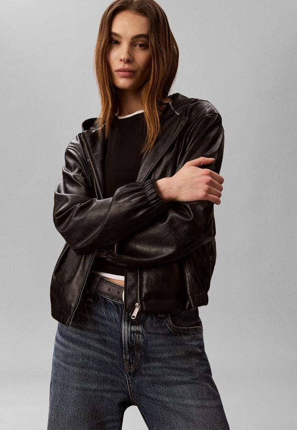 Calvin Klein Jeans Faux leather jacket - black