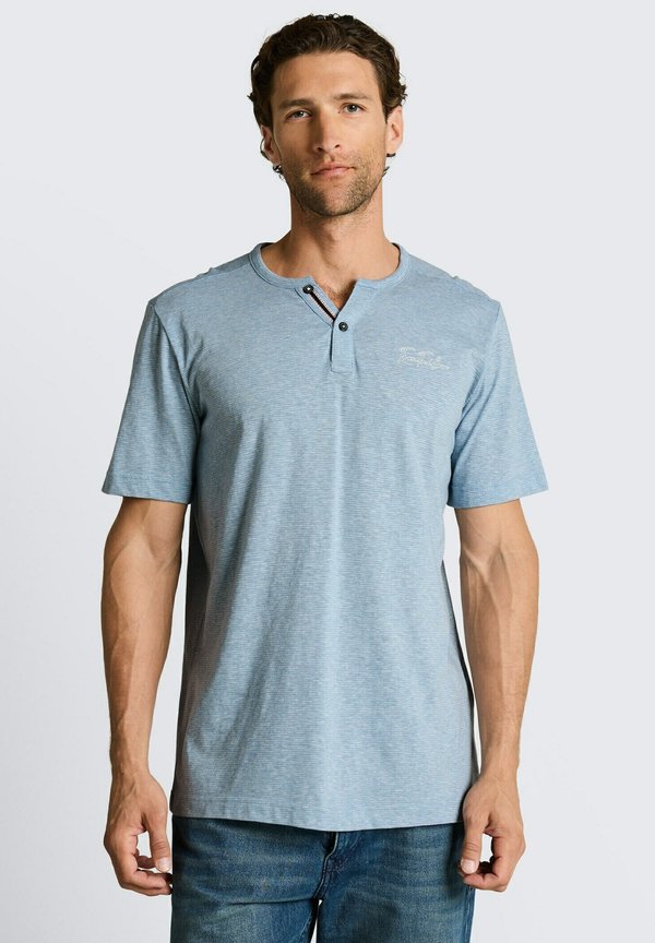 TOM TAILOR HENLEY MIT FEINEM STREIFENMUSTER - Print T-shirt - spring blue fine stripe