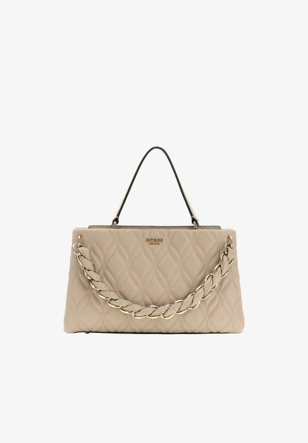 Guess MAXINE 2 COMP. SATCHEL - Handbag - light taupe