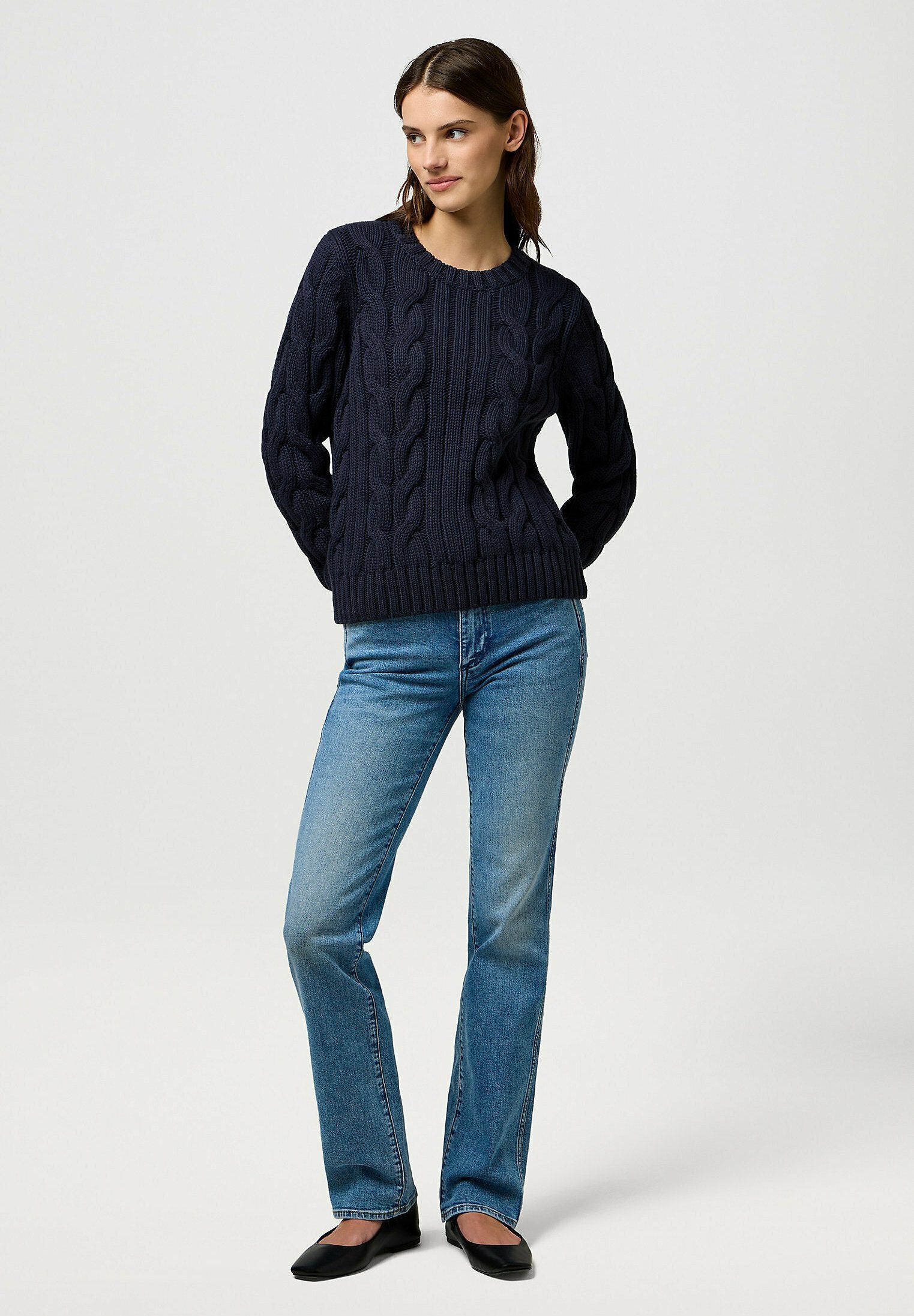 Wrangler LONG SLEEVE CABLE CREW - REGULAR FIT