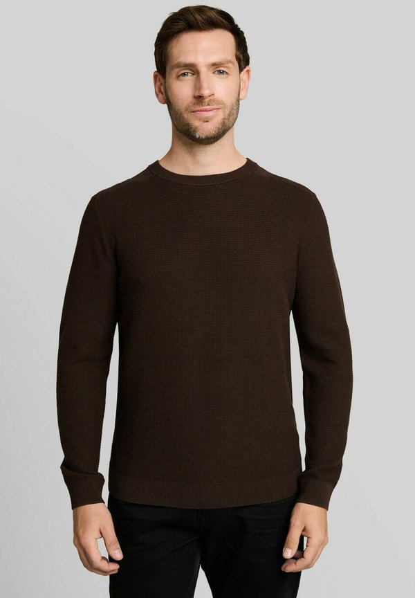TOM TAILOR STRUCTURED CREW NECK KNIT - Jumper - dark chocolate brown melange