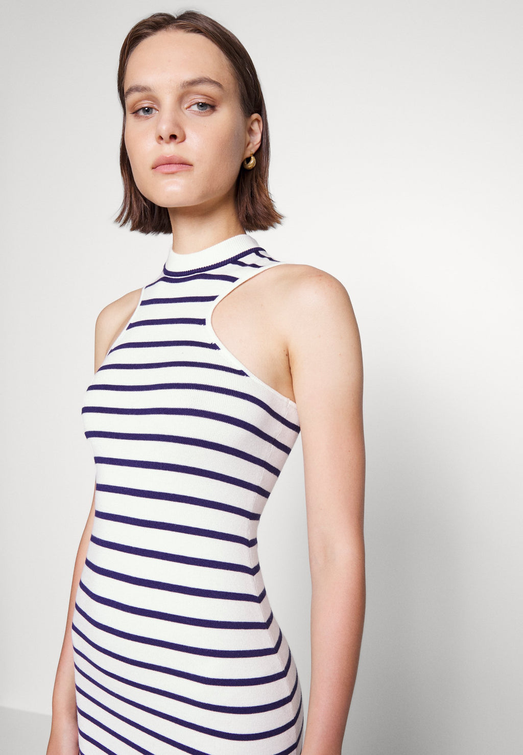 Musier DRESS BULLE  WITH AMERICAN ARMHOLES HIGH NECK