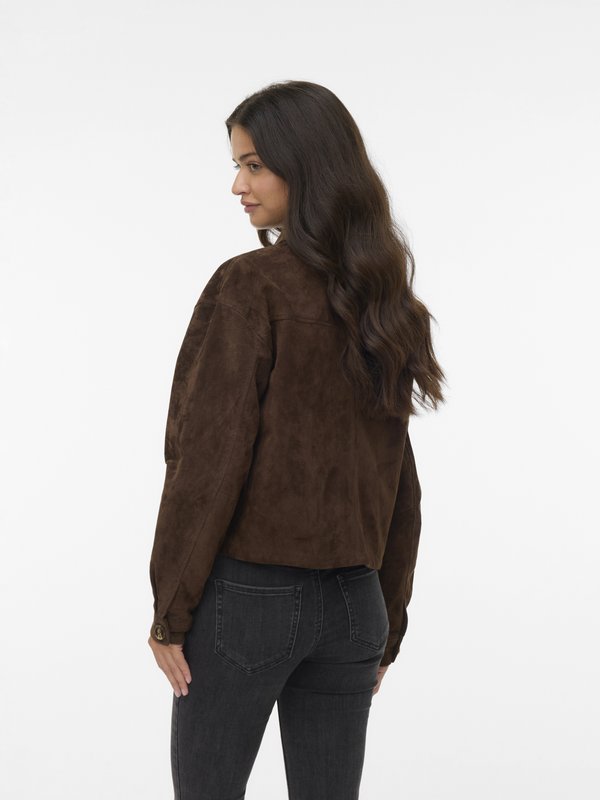 Vero Moda VMROYCESTINE Suede - Leather jacket - chocolate torte
