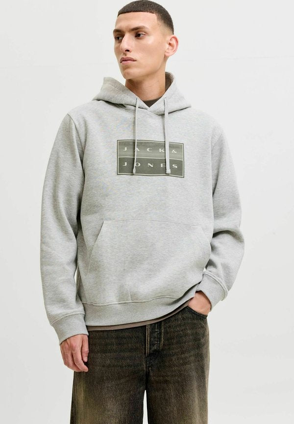 Jack & Jones HOODIE LOGO HOODIE - Hoodie - light grey melange