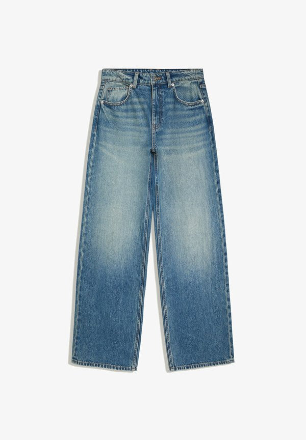 Bershka STRAIGHT WIDE HIGH WAIST- JEANS - Baggy Jeans - light blue