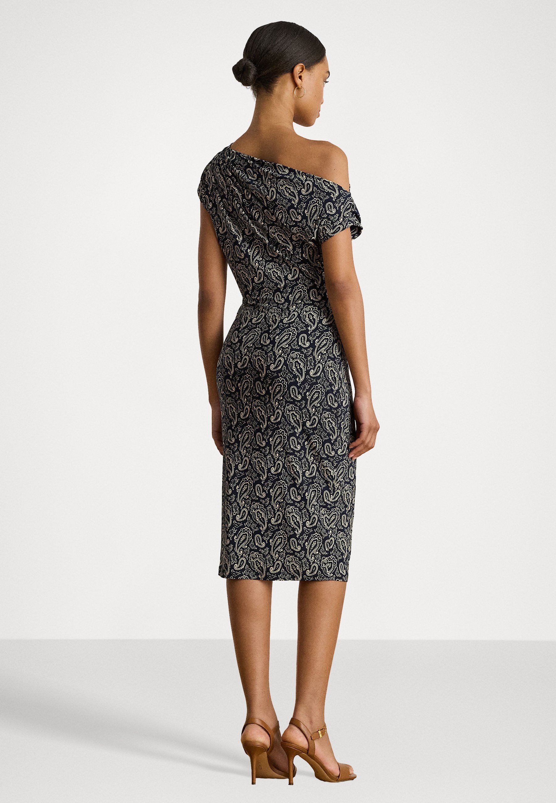 Lauren Ralph Lauren PAISLEY JERSEY OFF THE SHOULDER DRESS