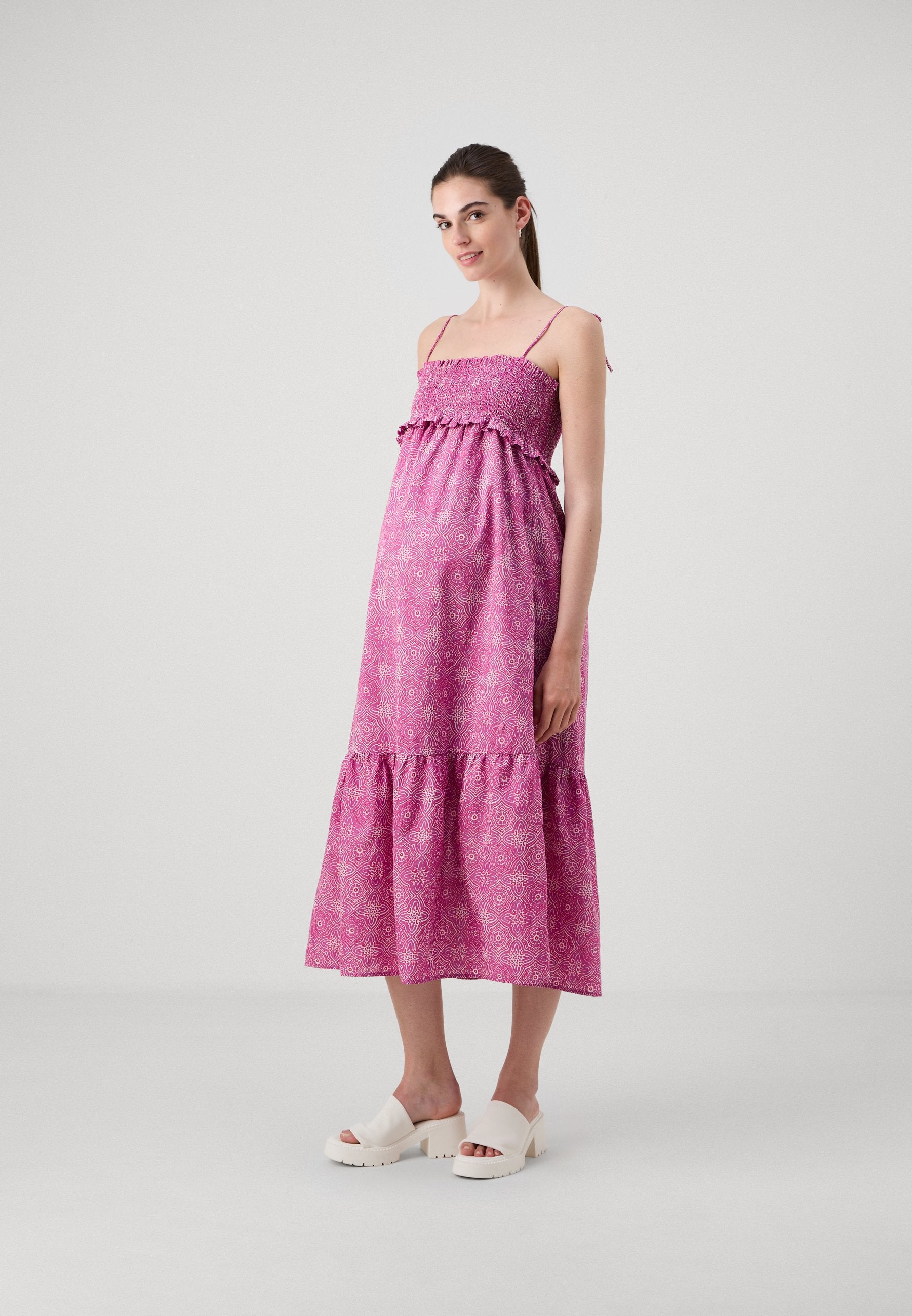 ONLY MATERNITY OLMMILEY STRAP SMOCK MIDI DRESS