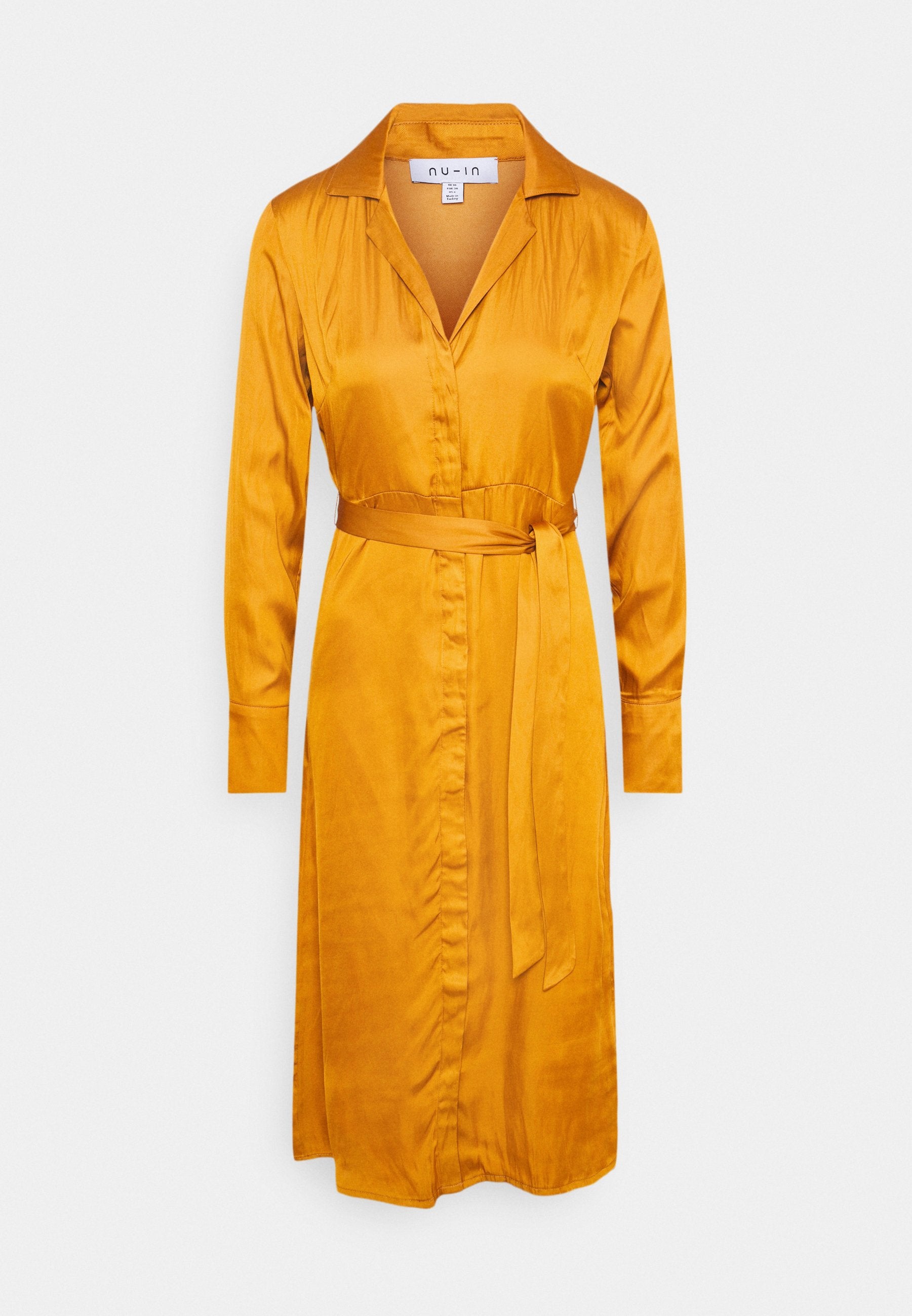 NU-IN BELTED LAPEL COLLAR MIDI DRESS