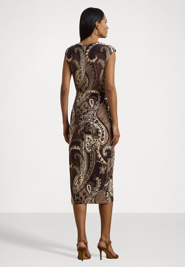 Lauren Ralph Lauren REIDLY PAISLEY STRETCH JERSEY TIE FRONT DRESS