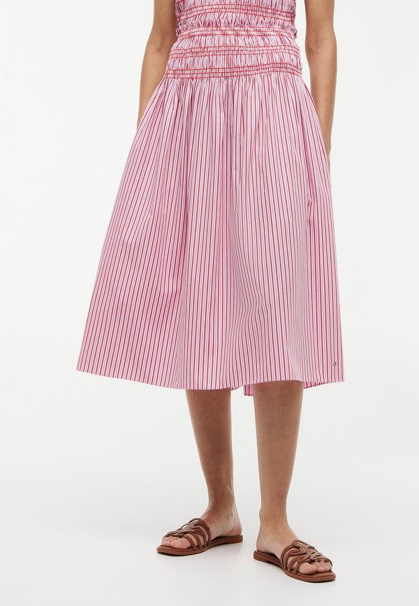Tommy Hilfiger SMOCKING MIDI SKIRT - A-line skirt - pink