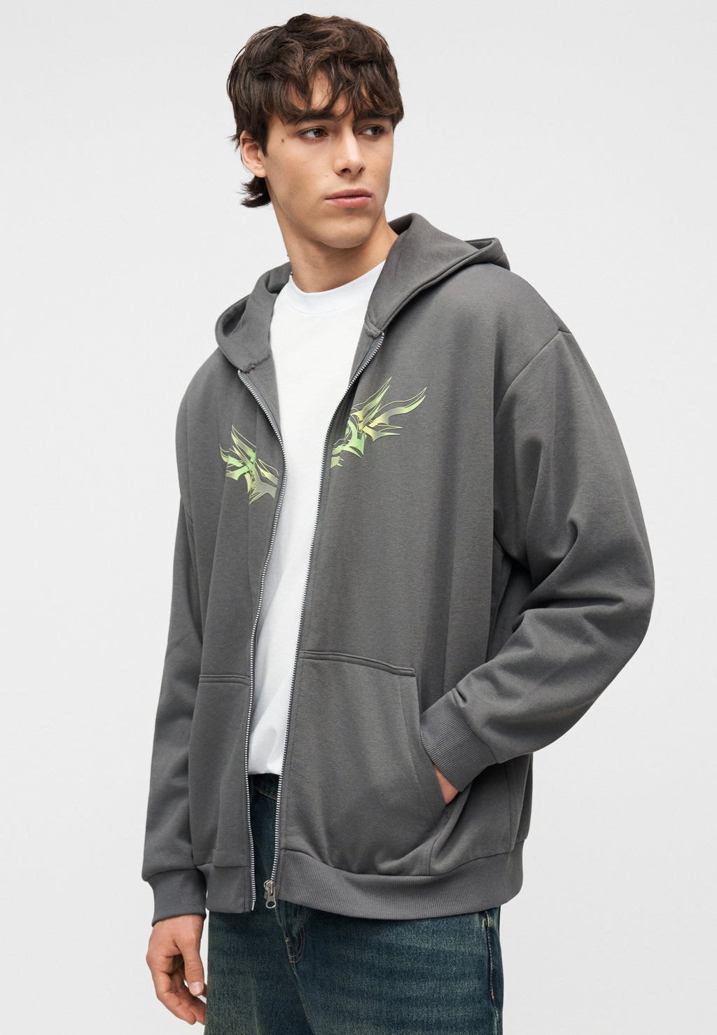 YOURTURN UNISEX RELAXED FIT ZIP-UP HOODIE