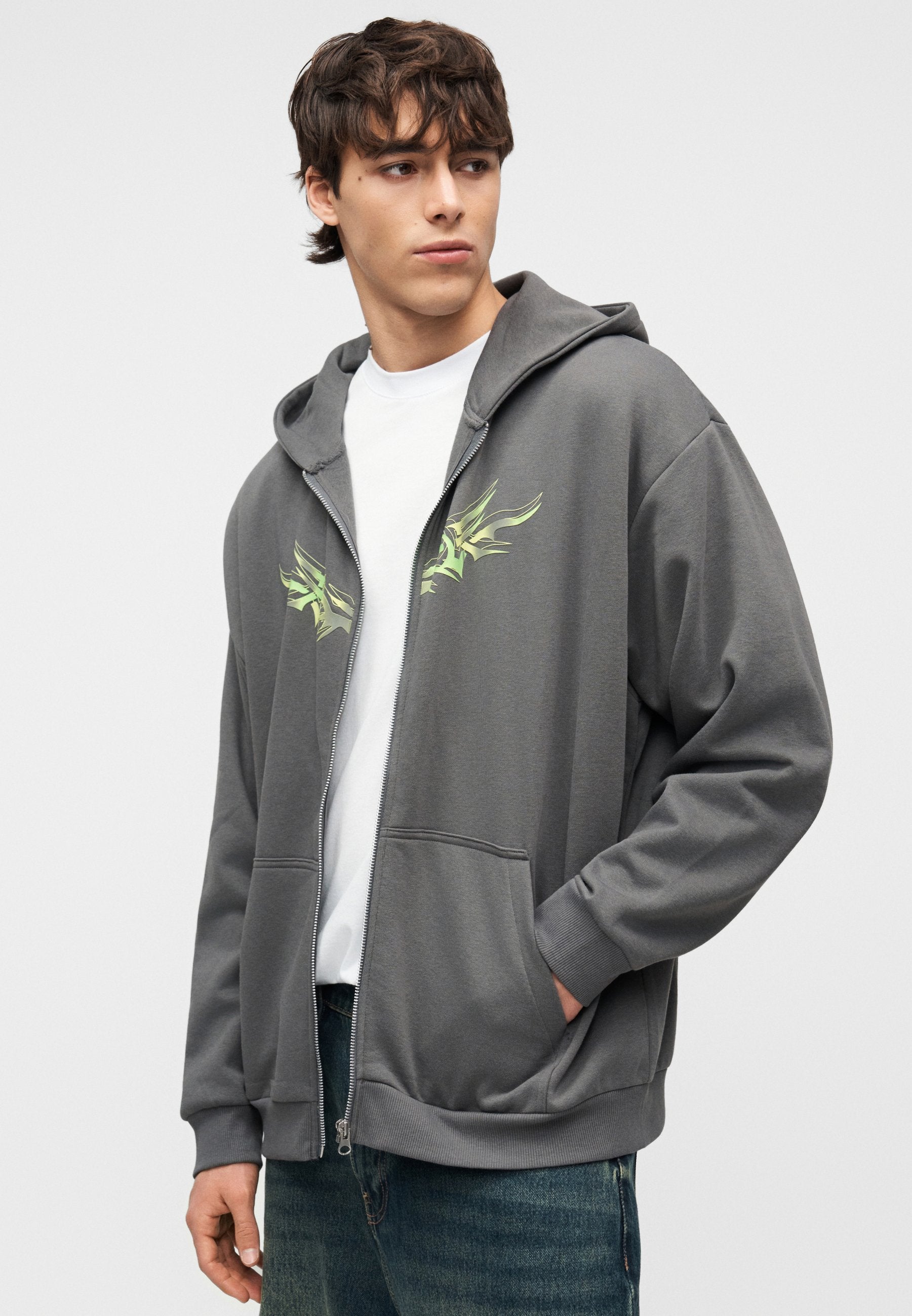 YOURTURN UNISEX RELAXED FIT ZIP-UP HOODIE