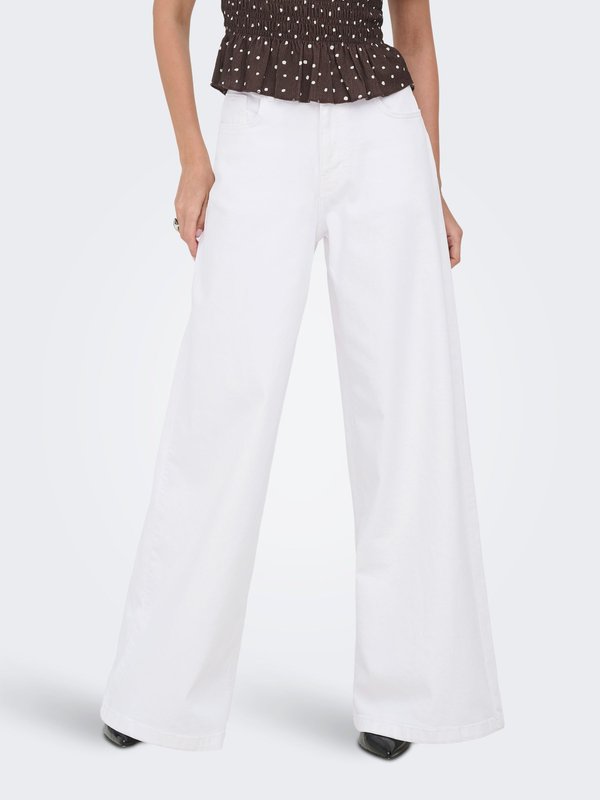 ONLY Wide-fit ONLFRANCESCA Mid waist Wide Leg Fit - Wide Leg - white denim