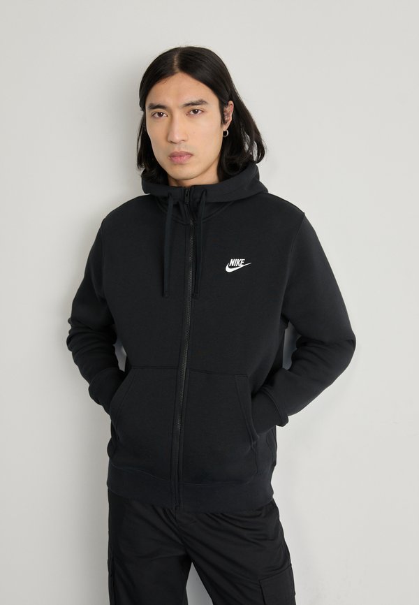 Nike Sportswear M CLUB HOODIE FZ BB - Zip-up sweatshirt - black/black/white