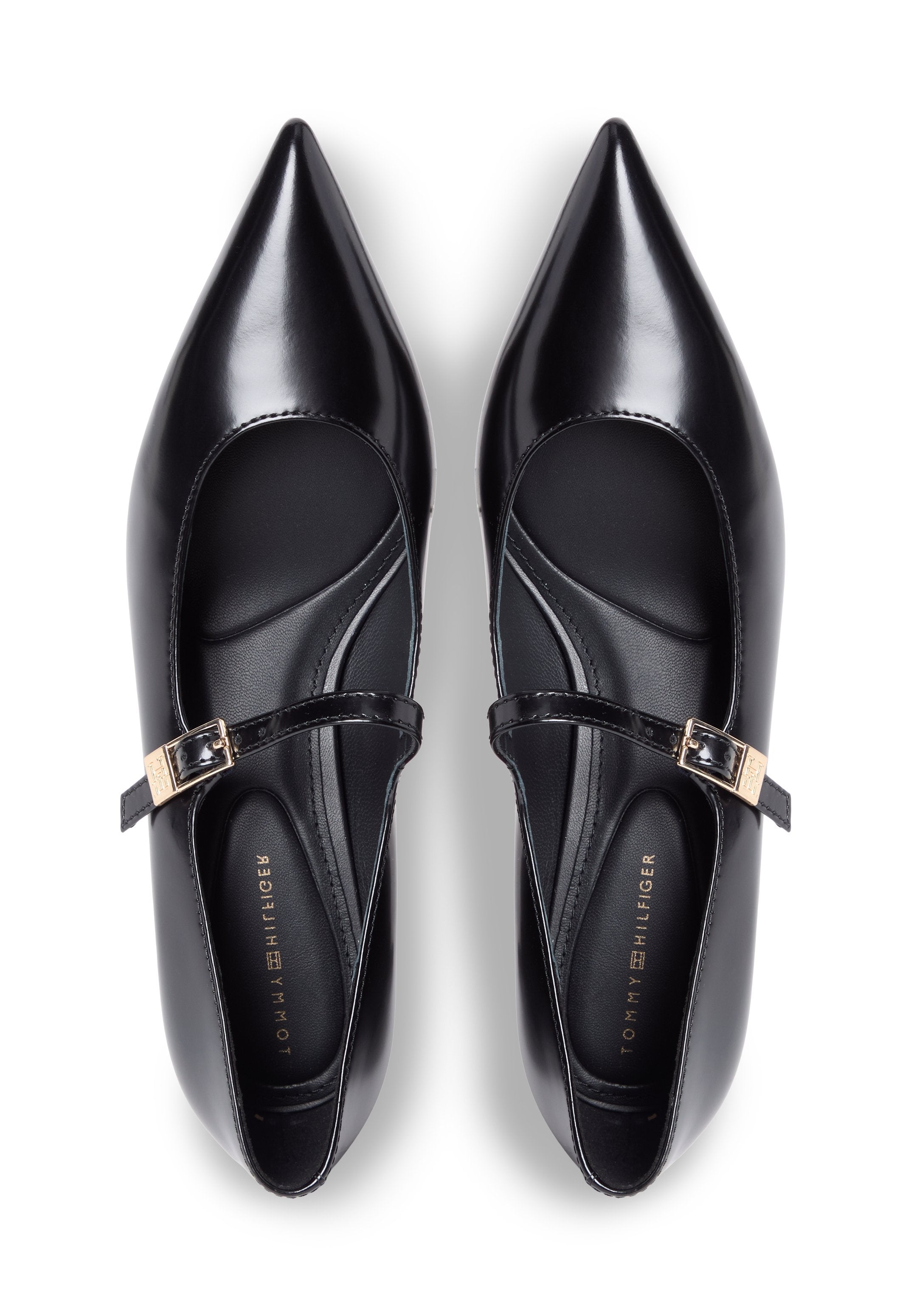 SHINY LEATHER BUCKLE POINTED TOE HEELS Media 4