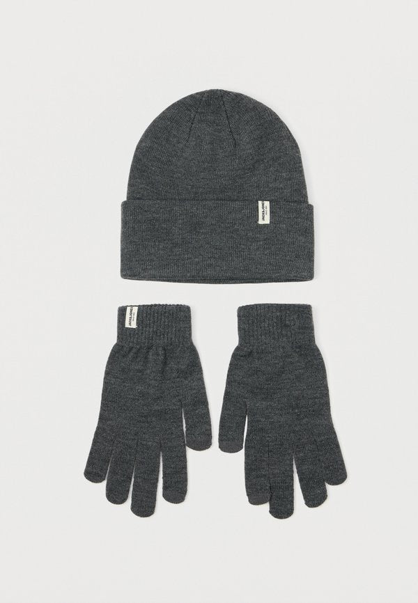 Jack & Jones JACCOOPER BEANIE AND GLOVES SET - Gloves - dark grey melange